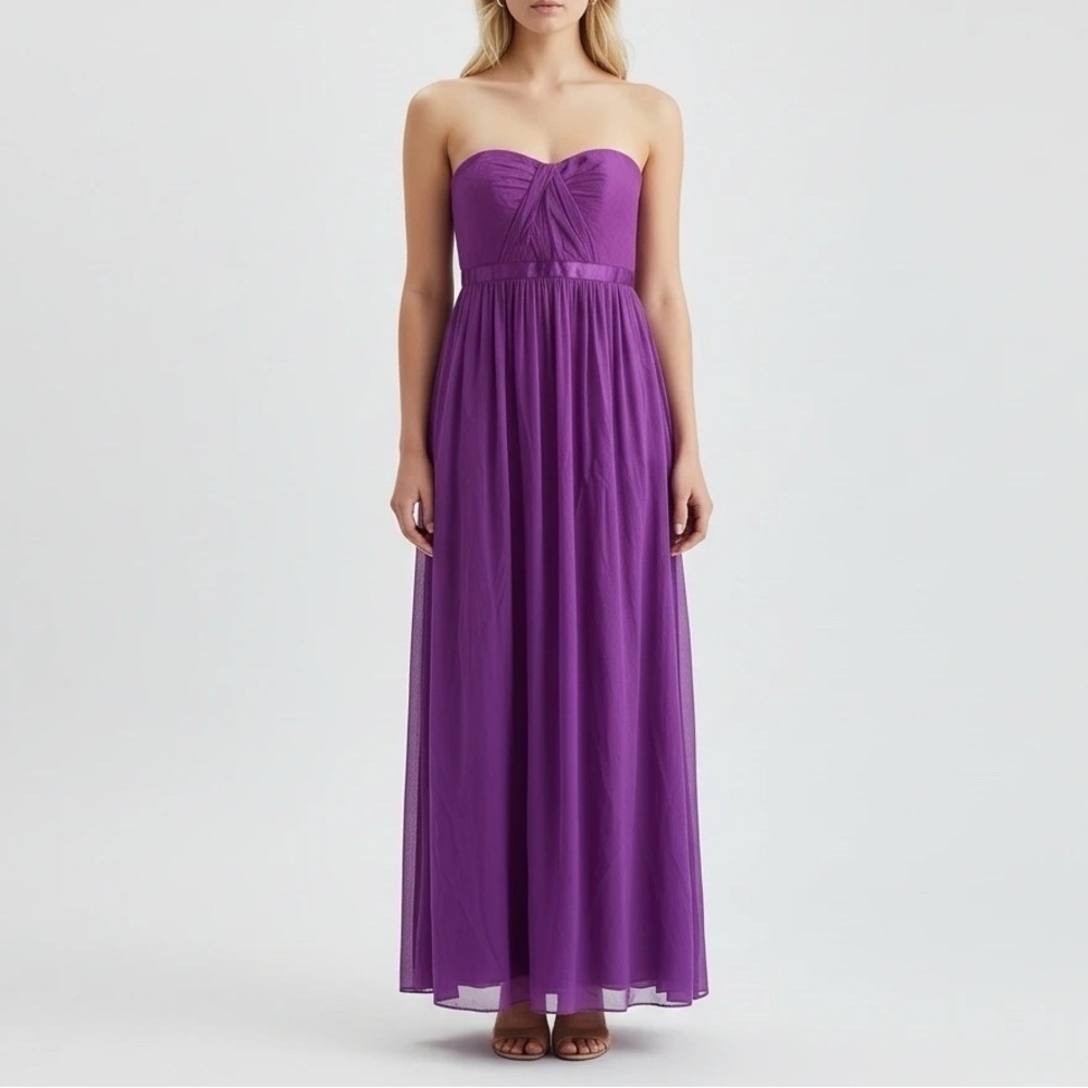 BCBG Purple Long Strapless Gown